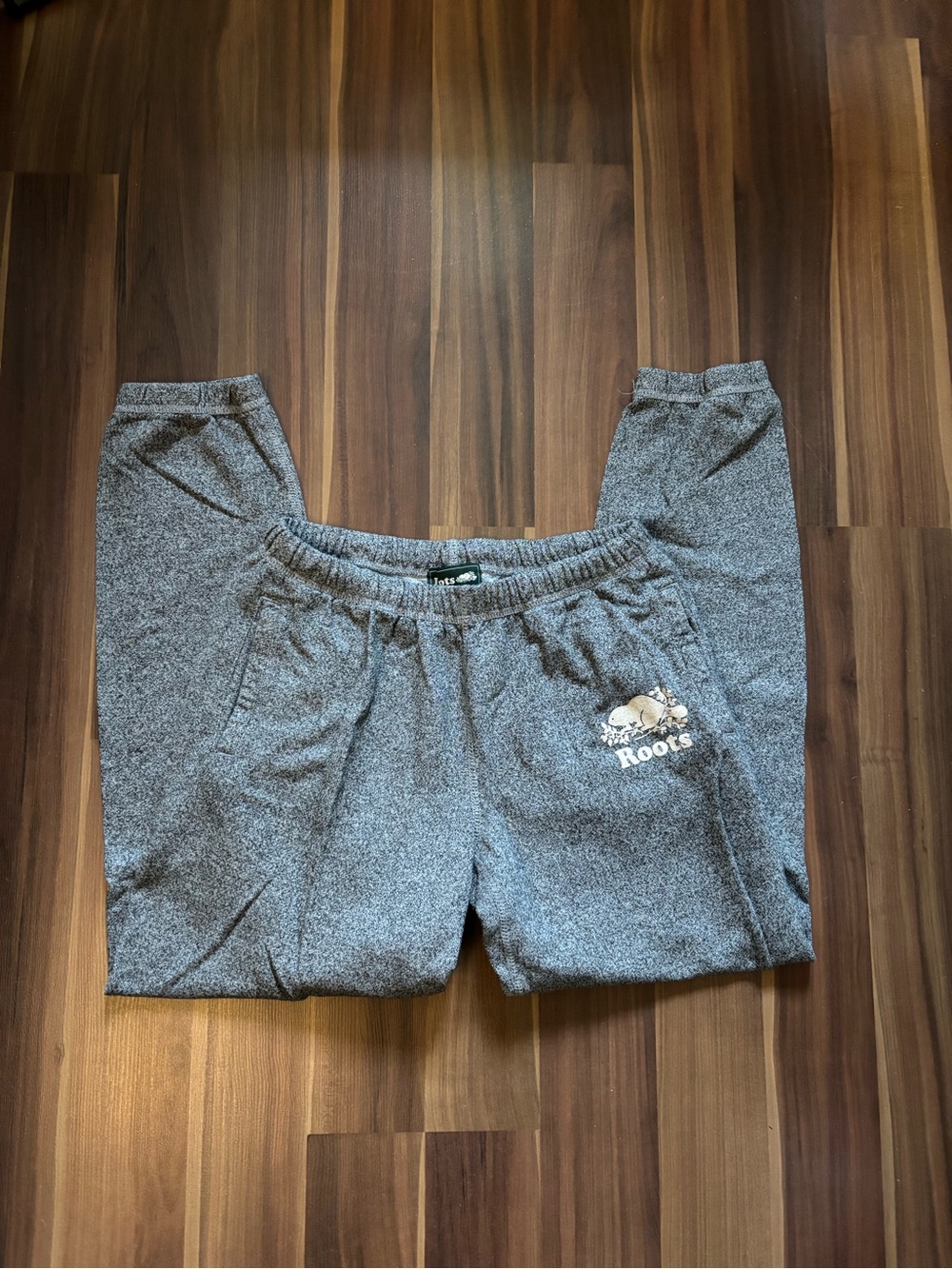 Roots Heather Gray Track Pants with Beaver Logo